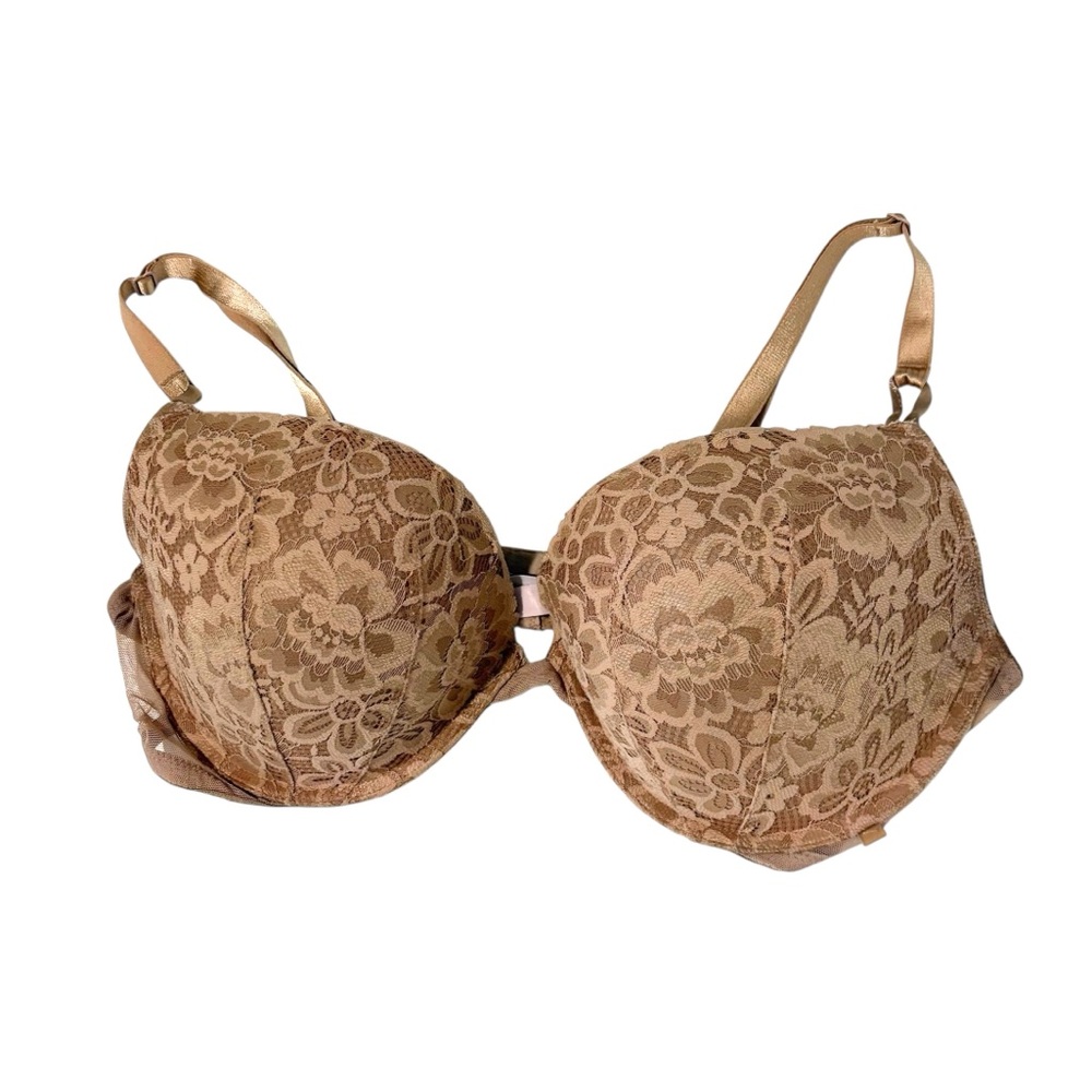 Victorias Secret‎ Size 38D Tan Lace Push Up Bra Neutral Classic Intimate